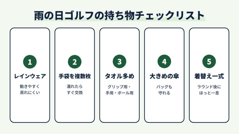 雨の日ゴルフの持ち物チェックリスト