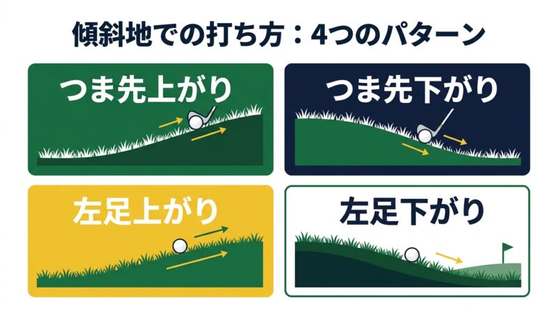傾斜地の打ち方 4つのパターン